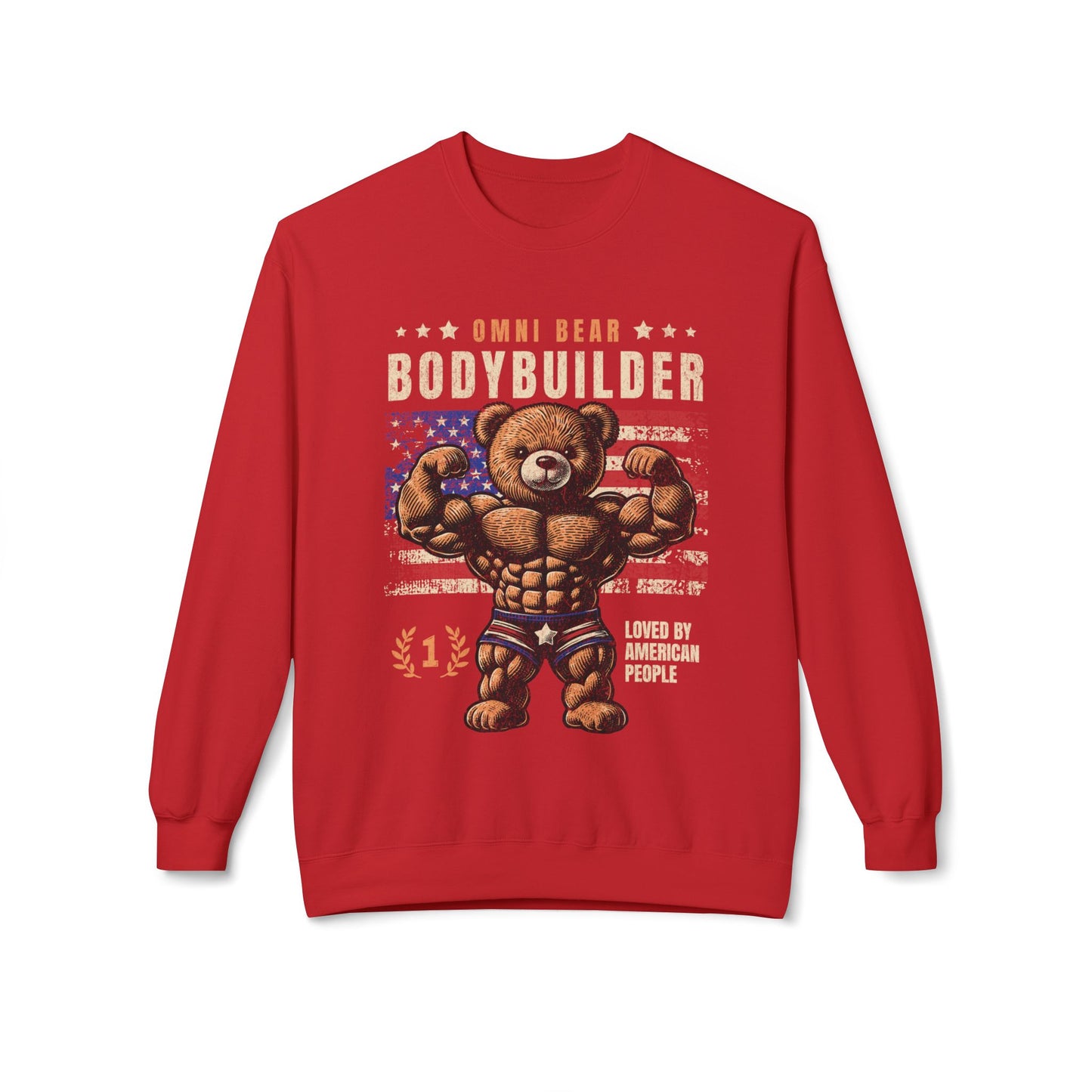 OMNIVOID Omni Bear Bodybuilder Crewneck Sweatshirt - Midweight Fleece Crewneck