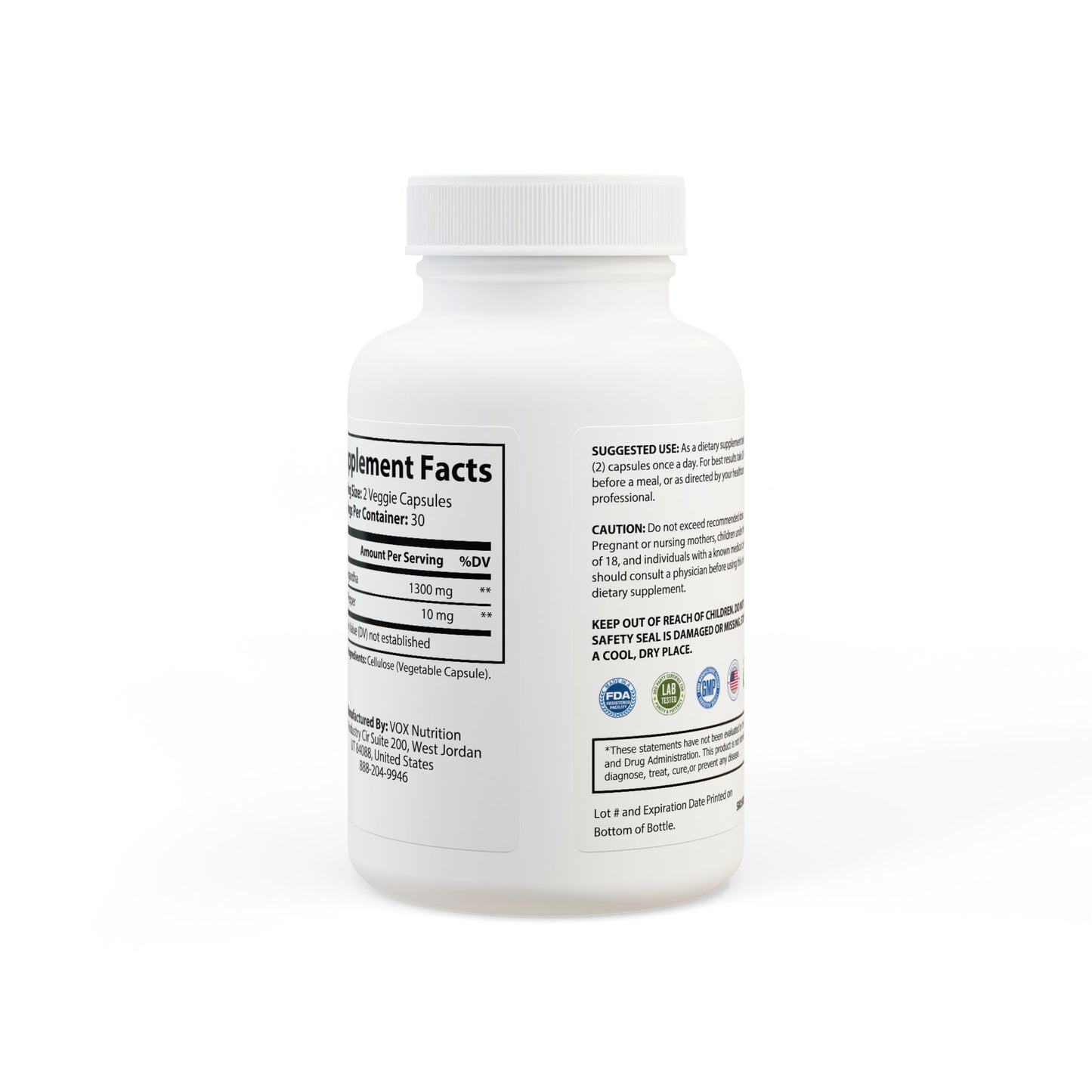 OMNIVOID Ashwagandha and Black Pepper Supplement (60 capsules)