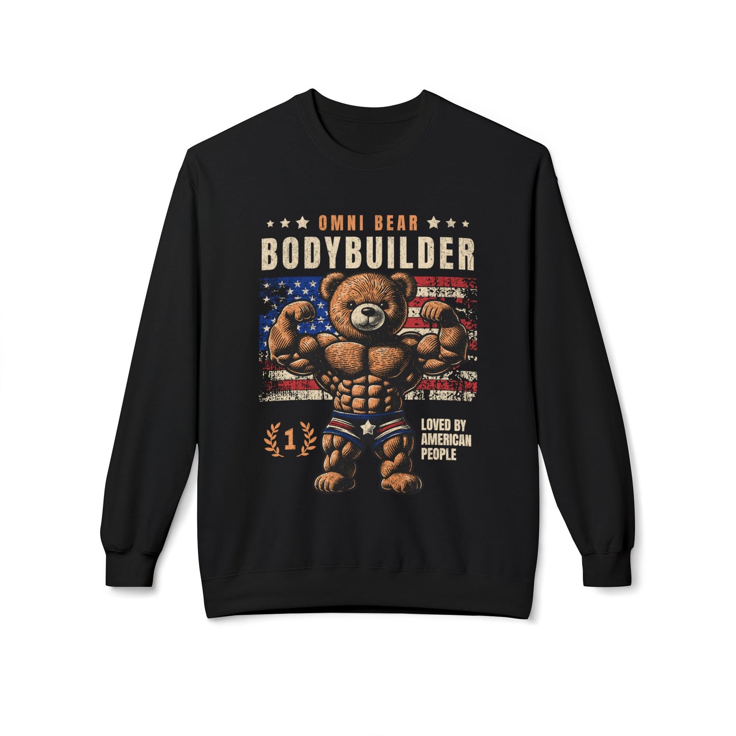 OMNIVOID Omni Bear Bodybuilder Crewneck Sweatshirt - Midweight Fleece Crewneck